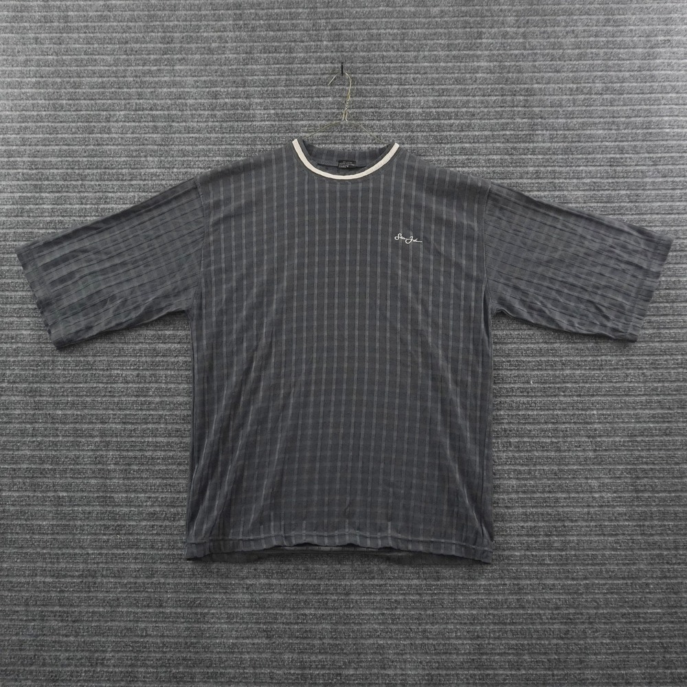 Vintage Sean John T-Shirt Mens M Charcoal Grey Textured Ringer Streetwear